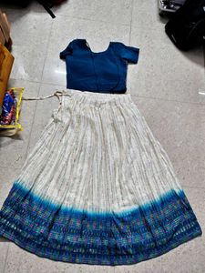 Elegant Off-White &amp; Blue Lehenga Choli Set