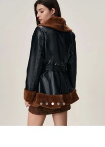 SAVANA BELTED FAUX LEATHER COAT - never worn