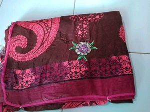 Maroon Paisley Print Sari