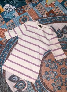 ribbed knit Striped Crew Neck top