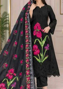 Elegant Black Embroidered unstiched pakistani suit