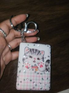 Cute Cat Keychain with Glitter