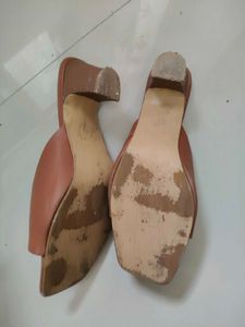 Stylish Brown Block Heel Slides