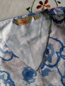 Blue Floral Print Kurta