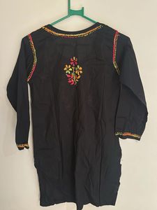 Black Kurta with Colorful Embroidery