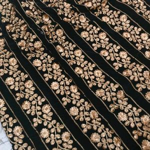 Elegant Gold &amp; Black Embroidered Lehenga Choli