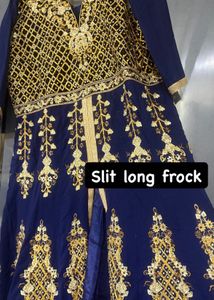 Elegant Navy Blue Embroidered Frock