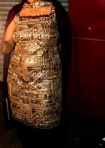Indo-Western Gold Embroidered Fusion Dress