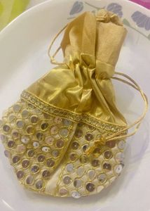 Gold Sequined Potli Bag