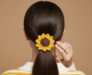 Crocheted Sunflower Hair Tie
