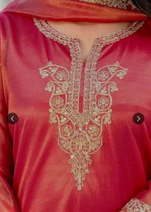 Beautiful orange kurti pant dupatta set