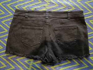 Embellished Black Denim Shorts