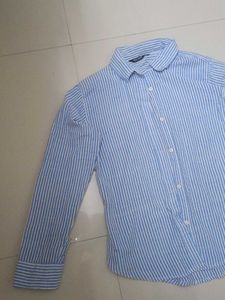 Blue Striped Button-Up Shirt