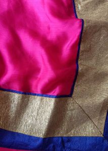 Vibrant Pink Saree with Gold Border