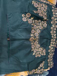 Designer Green Embroidered Saree with Blouse