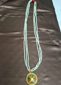 Men's Faux Pearl Necklace with Gold Plated Pendant