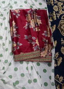 Maroon Floral Saree with Embellished Border