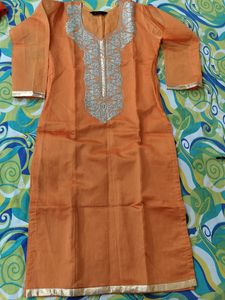 Chanderi Silk Medium Size New Kurta With Golden Pa