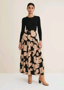Abstract Print Midi Skirt