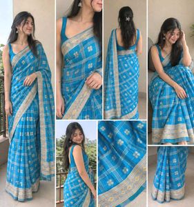 Beautiful Blue Saree with Elegant Border