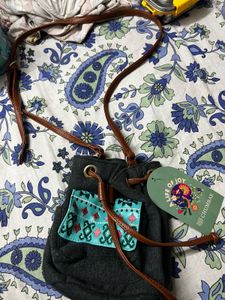 Chumbak Grey Felt Drawstring Bag
