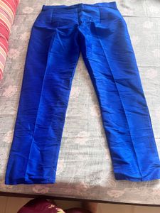 Vibrant Blue Raw Silk Pants