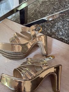 Elegant Gold Strappy Heels