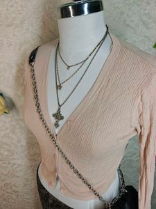 Cute Pink Button-Up Cardigan