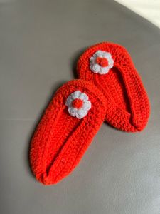 Handmade Crochet Flower Slippers