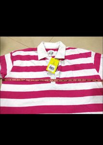 Oversized Pink Striped Crop Top