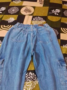 Blue Denim Cargo Jeans