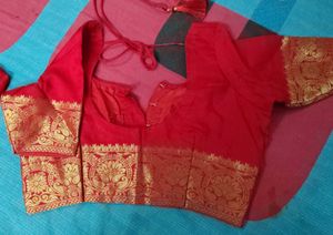 new pure dola silk Red Saree with hand work
