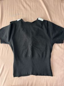 coquette Black Button-Up top with Lace Trim