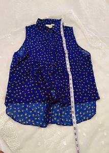 Blue Polka Dot Sleeveless Shirt