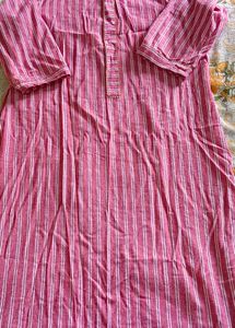 Pink Striped Cotton Kurta
