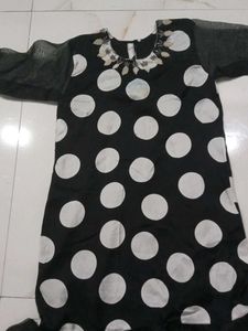 Polka Dot Kurta with Ruffled Sleeves