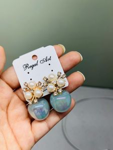 ✨ Regal Art Pearl & Stone Drop Earrings ✨