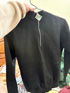 Black Half-Zip Pullover Sweatshirt