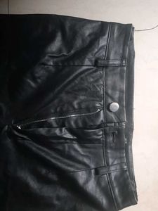 Black Faux Leather Flared Pants Women