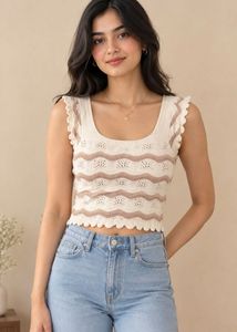 Crocheted Off-White Top🤎