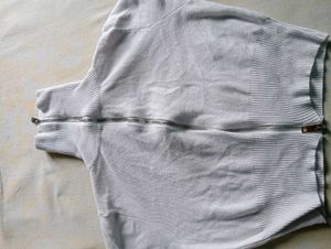 White Zip-Up Turtleneck crop Sweater
