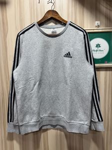 Adidas 3 Strips Grey Fleece Lined Sweatshirt