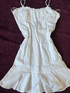 White Ruffled Spaghetti Strap Dress