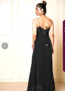 Elegant Black Maxi Slip Dress(XXL)