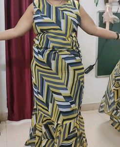 Pre Draped Gown Saree Xl Size Detachable Duptta