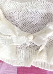 Cream Knit Shrug with Ruffle Sleeves
