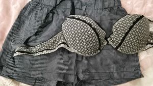 Chic Black &amp; White Polka Dot Bra with shorts