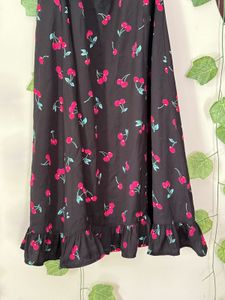 Cute Cherry Print Midi Dress