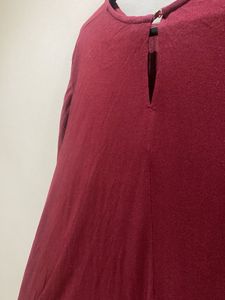 Maroon Bell Sleeve Tie-Front Top
