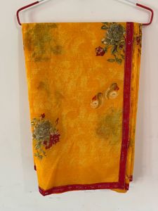 Vibrant Yellow Floral Saree